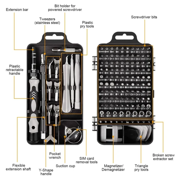 Juego de destornilladores metálicos 135 en 1 con puntas Torx magnéticas - Imagen 9
