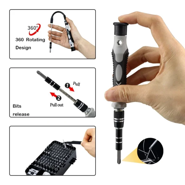 Juego de destornilladores metálicos 135 en 1 con puntas Torx magnéticas - Imagen 13