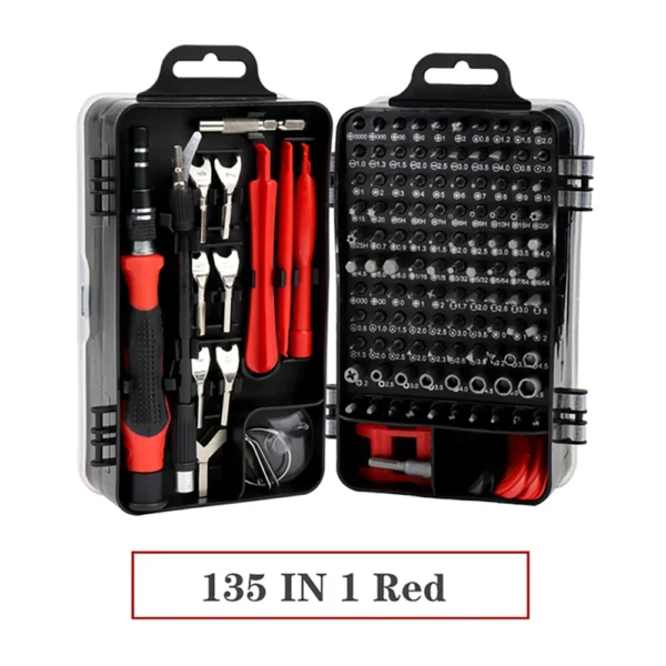 Juego de destornilladores metálicos 135 en 1 con puntas Torx magnéticas